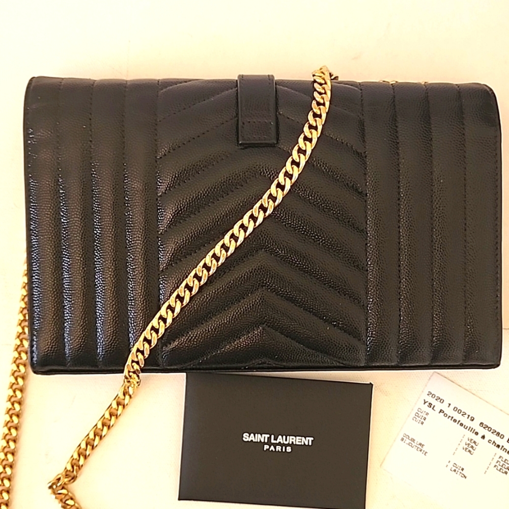 Saint Laurent YSL Envelope Crossbody WOC Bag Clutch Triquilt Grained Leather - Picture 8 of 16